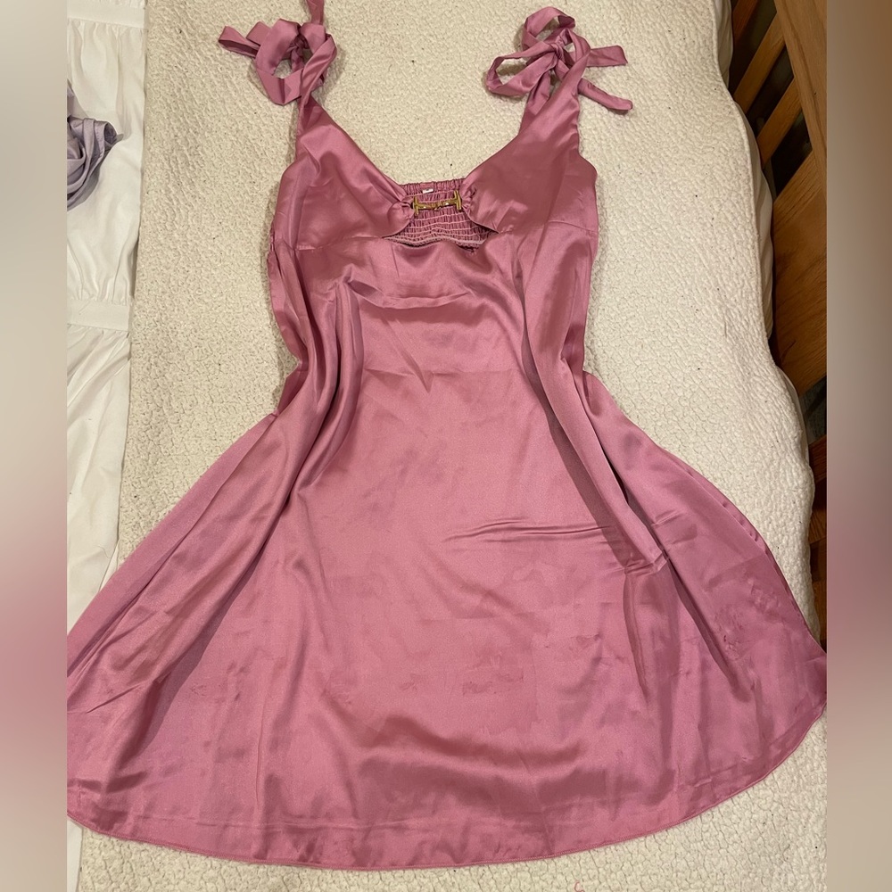 pink mini silk dress